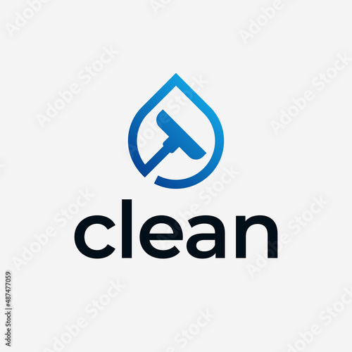 Simple and Clear Wiper Water Drop Logo Design Ideas