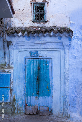 Old home in the Old Town section of Chefchaouen, Morocco, where homes, walls and steps are painted beautiful shades of blue  © Claudia