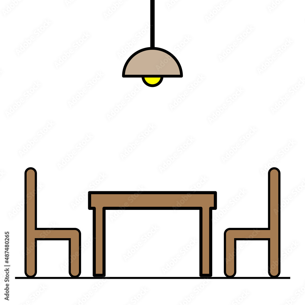 Table and two chairs. Sketch illustration on light backdrop. Icon for concept design. Vector illustration. stock image. Table and two chairs. Sketch illustration on light backdrop. Icon for concept design. Vector illustration. stock image.
