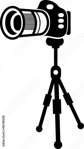  tripod with the camera, perspective icon, black.eps