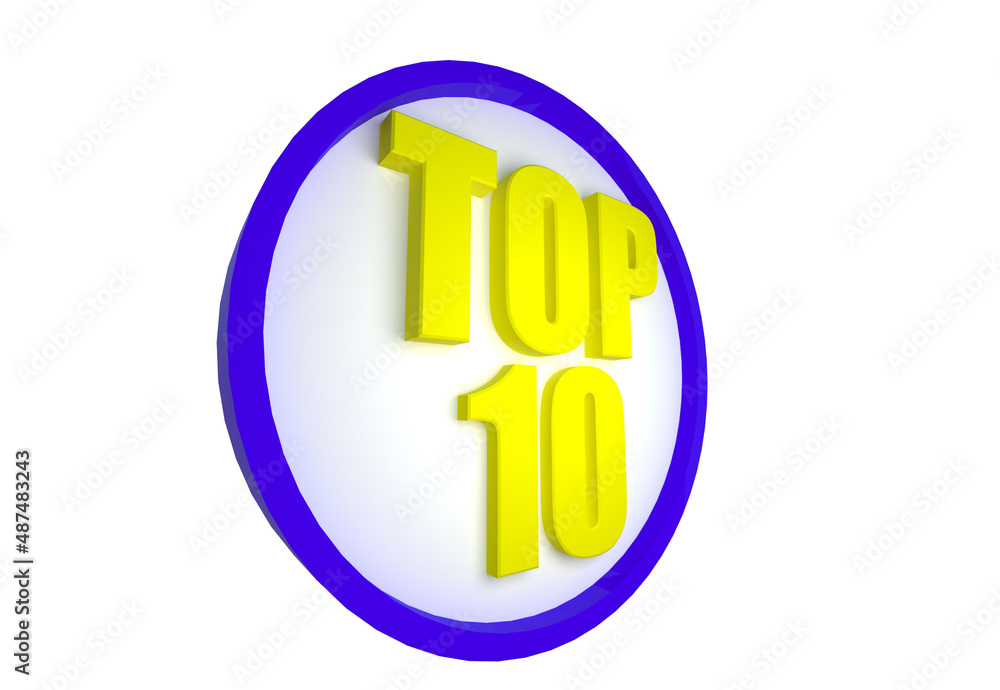 word top 10 in white background word top 10 in white background