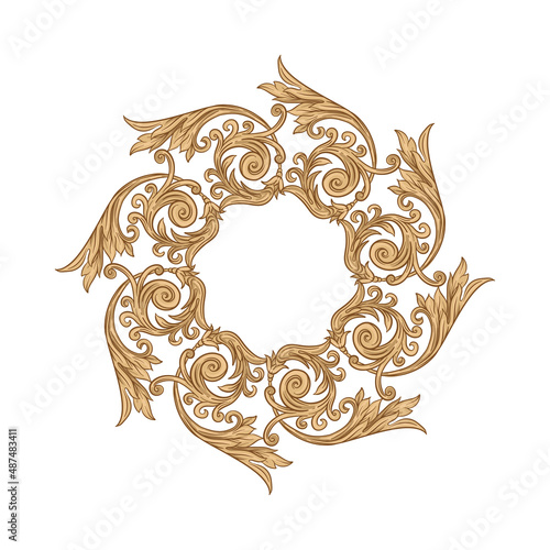 Classical luxury old fashioned royal baroque, historical ornament with lilies, victorian floral Clip art, set of elements for design Vector illustration.