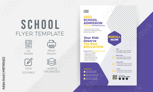School admission flyer design, kids education brochure design, abstract background
