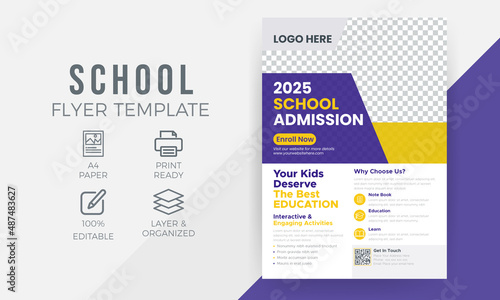 School flyer design, kids education flyer, college admission leaflet brochure design