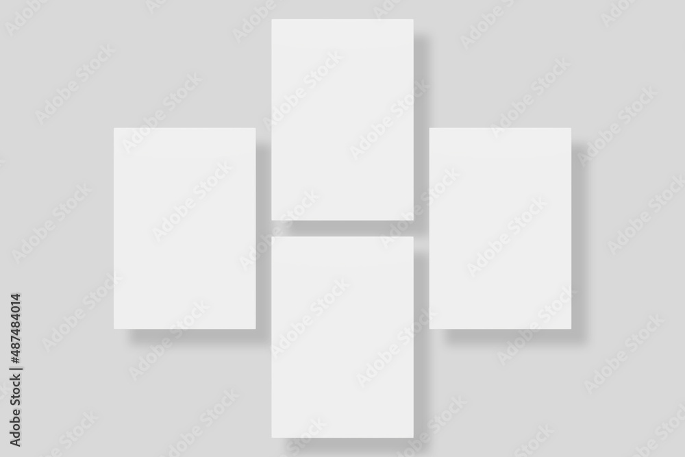 Floating blank paper for mockup. 3D Render. Floating blank paper for mockup. 3D Render.