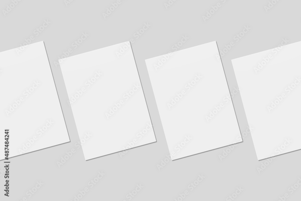 Blank paper for mockup. 3D Render. Blank paper for mockup. 3D Render.