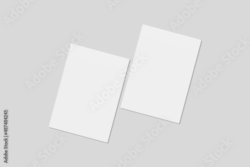 Blank paper for mockup. 3D Render. © Eli