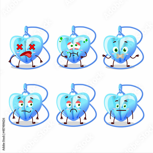 Crystal heart necklace cartoon character with nope expression