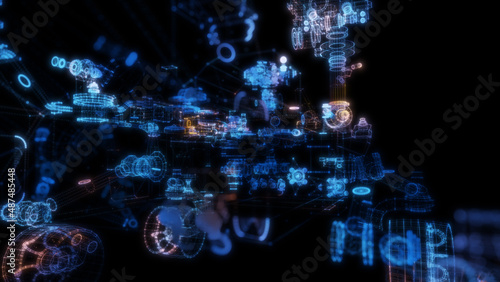 Abstract technology particles mesh background