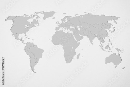 World map on paper background with for isolated on white background. Design grey map texture template for marine theme border frame, website pattern, annual report, Infographics and travel area.