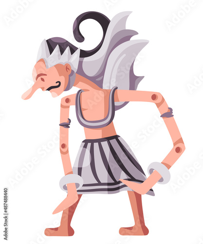 Gatot kaca wayang traditional puppet from Java Indonesia illustration grephic warrior character figure