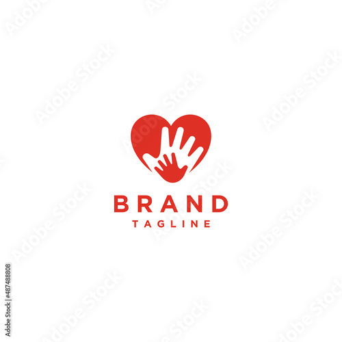 Two Hands On Heart Icon Logo. Simple logo design of two hands in heart symbol resting on each other. © ilunilun