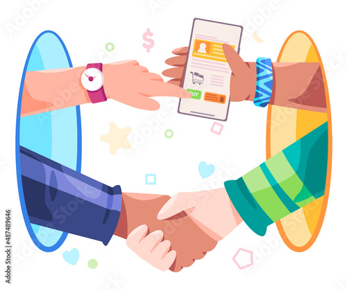 Transaction handshake agreement connected world two side from different portal hole agree online
