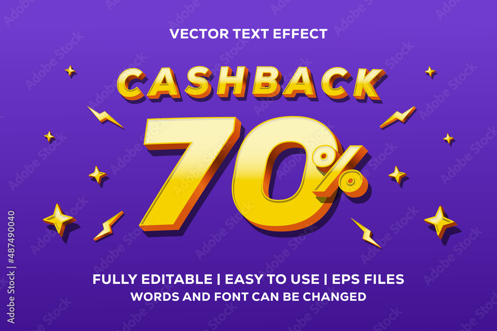 cashback vector text effect fully editable