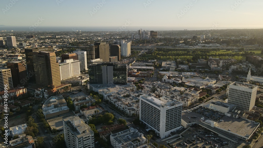 Obraz premium Century City & Westwood in Los Angeles California Drone Aerial 4K Footage