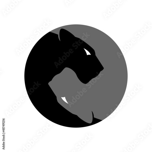 jaguar panther 2 head logo design vector