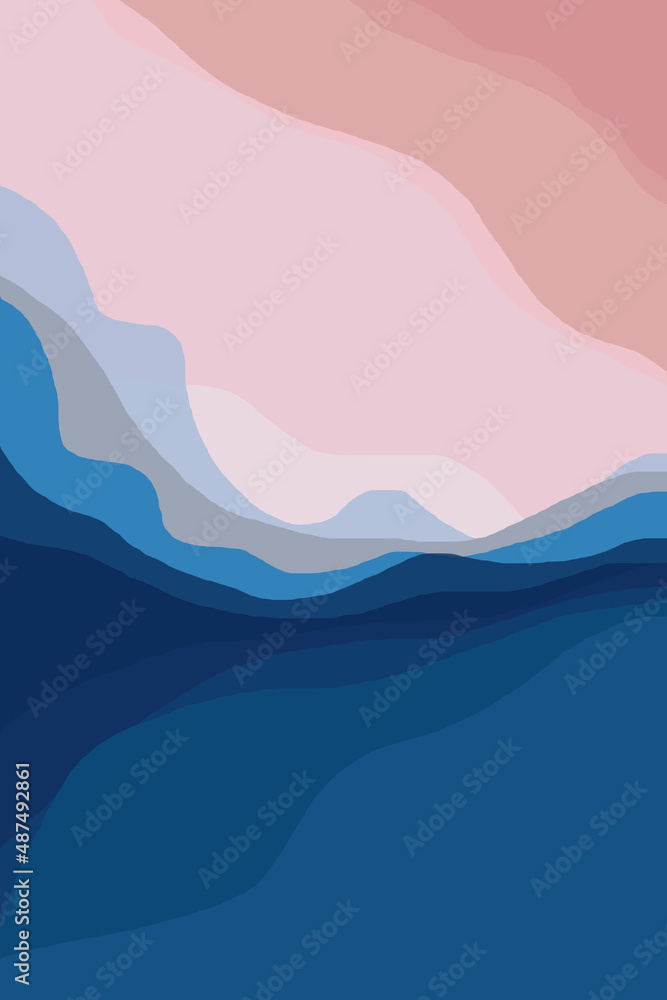Abstract background of freeform line of blue and pink.
