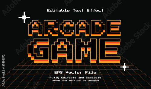 Foto Arcade Game 3D game pixel editable text effect