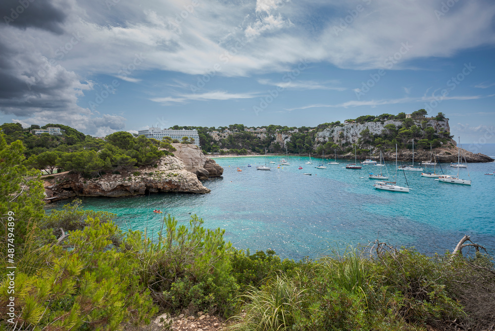 Views of Cala Galdana, in the municipality of Ciutadella de Menorca, Menorca, Spain