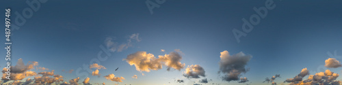 Canvas-taulu Dark blue sunset sky panorama with Cumulus clouds