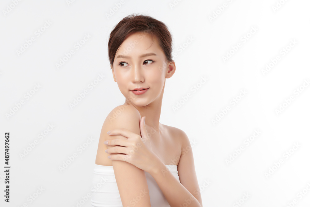 Beautiful young asian woman with clean fresh skin on white background, Face care, Facial treatment, Cosmetology, beauty and spa, Asian women portrait. Beautiful young asian woman with clean fresh skin on white background, Face care, Facial treatment, Cosmetology, beauty and spa, Asian women portrait.