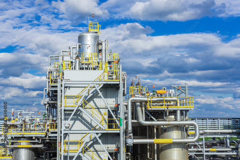 Part of a gas processing plant . Part of a gas processing plant .