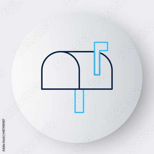 Line Mail box icon isolated on white background. Mailbox icon. Mail postbox on pole with flag. Colorful outline concept. Vector