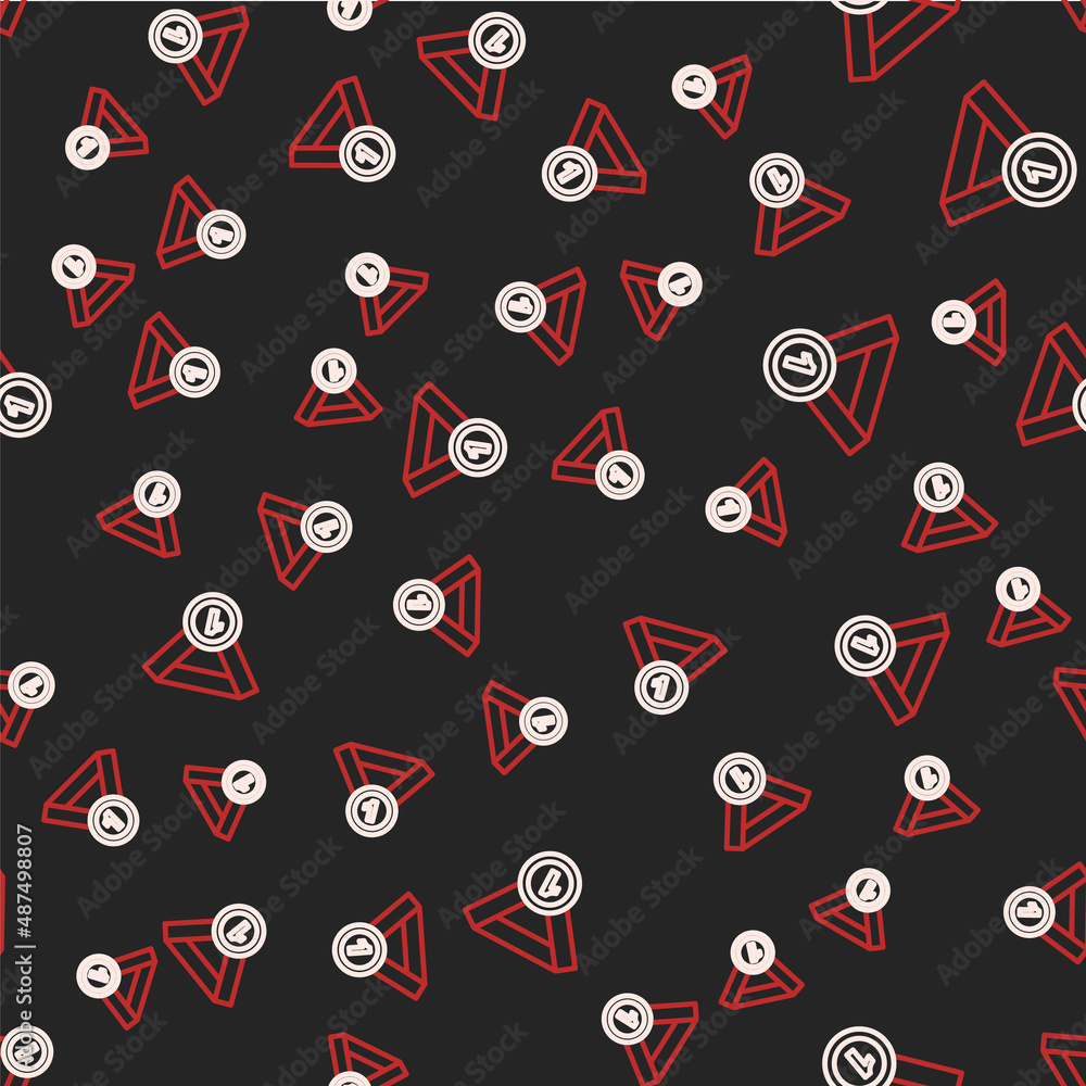 Line Medal icon isolated seamless pattern on black background. Winner symbol. Vector Line Medal icon isolated seamless pattern on black background. Winner symbol. Vector