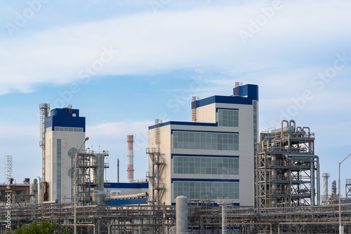 Oil refining. Factory with pipes.