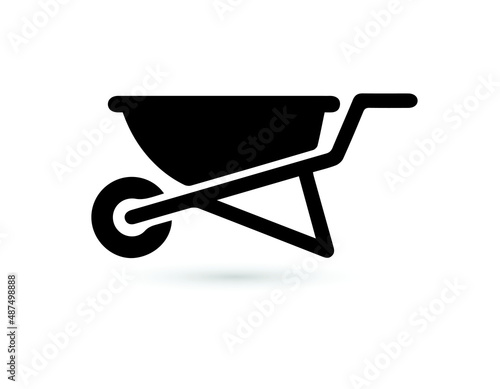 Slika na platnu Wheelbarrow cart icon flat