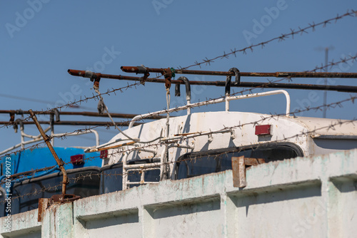 Fleet of decommissioned trolleybuses. Parking.