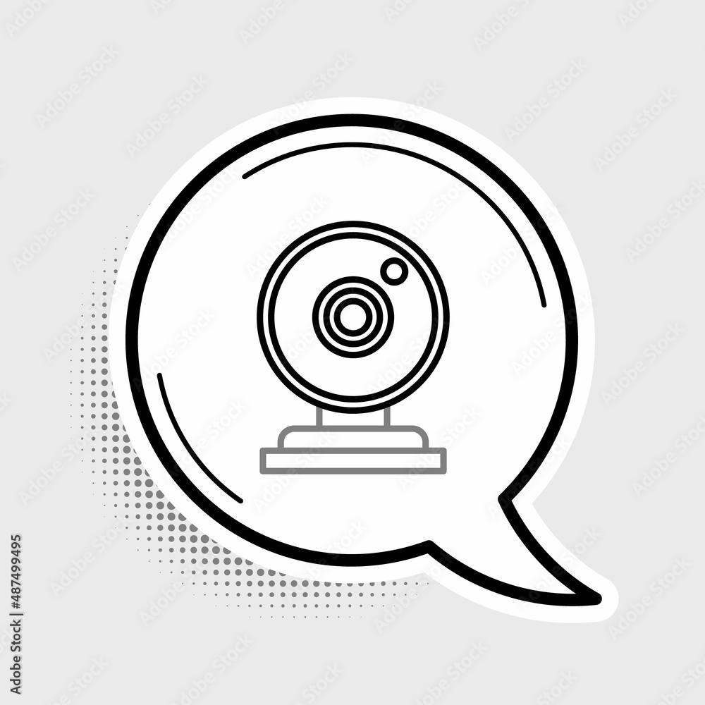 Line Web camera icon isolated on grey background. Chat camera. Webcam icon. Colorful outline concept. Vector Line Web camera icon isolated on grey background. Chat camera. Webcam icon. Colorful outline concept. Vector