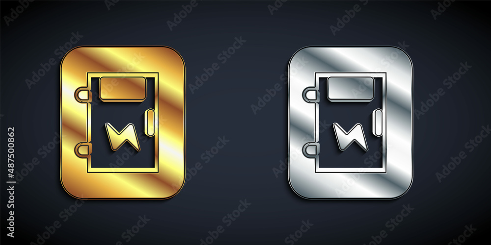 Gold and silver Electrical panel icon isolated on black background. Long shadow style. Vector Gold and silver Electrical panel icon isolated on black background. Long shadow style. Vector