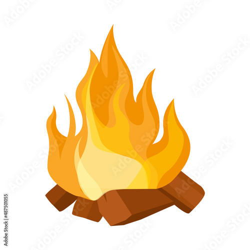 Campfire or fireplace burning woodpile