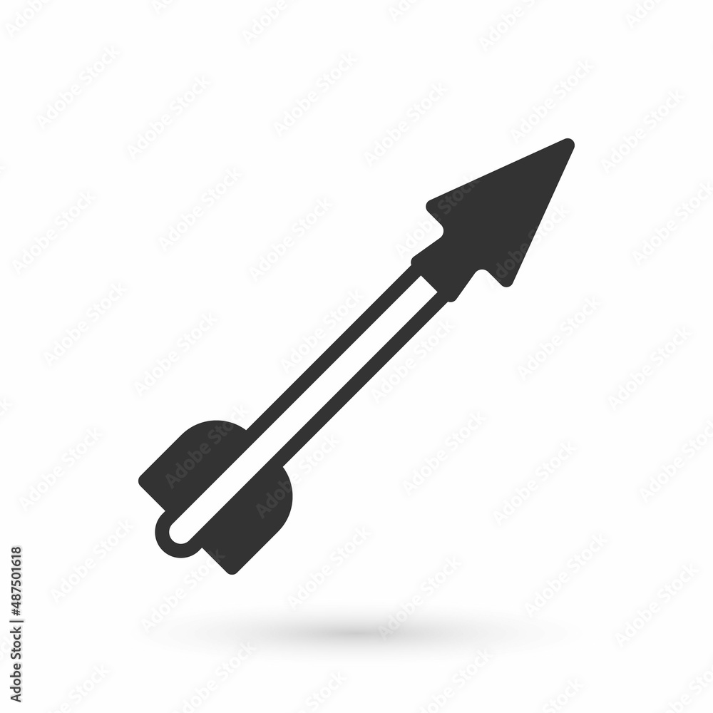 Grey Medieval arrow icon isolated on white background. Medieval weapon. Vector