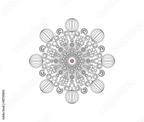 Mandala circle line shape as beautiful black and whtie decoration on white background