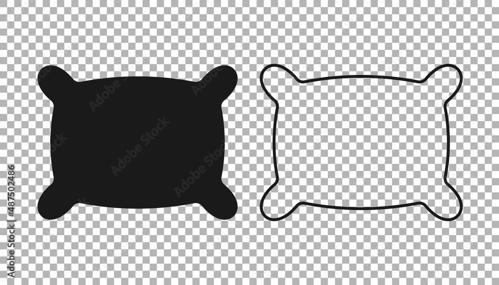 Black Rectangular pillow icon isolated on transparent background. Cushion sign. Orthopedic pillow. Vector