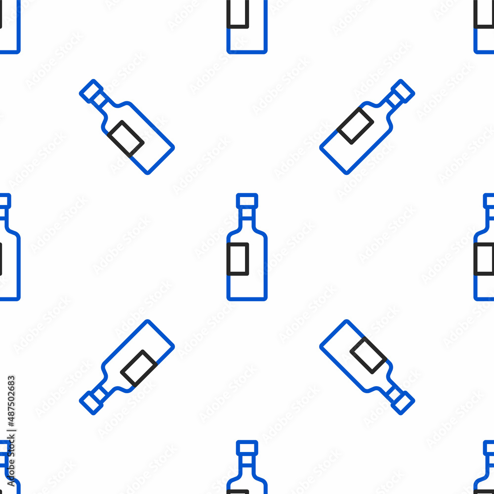 Line Wine bottle icon isolated seamless pattern on white background. Colorful outline concept. Vector Line Wine bottle icon isolated seamless pattern on white background. Colorful outline concept. Vector