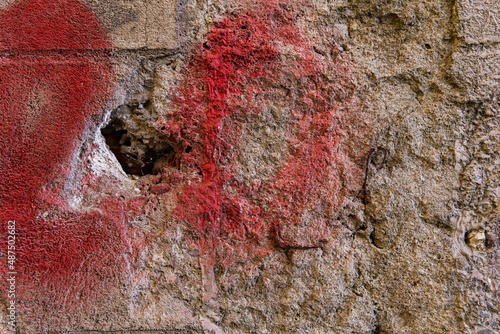 Concrete brick wall texture, spray painting, loft style, floor foundation, street fence, house wall, loft style, concrete and stone collapse, floor subfloors, wall texture