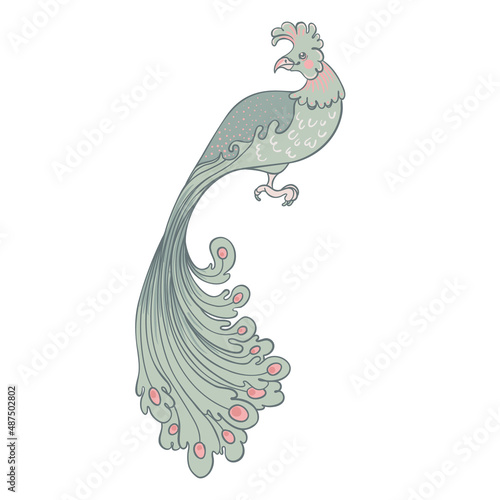 Enchanted Vintage bird. Nature vintage elements. Arts and Crafts movement ins...