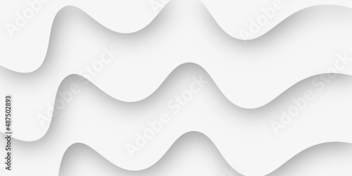 abstract curve wave pattern 3d papercut white background. Seamless smooth lines curve to form a surface of light and shadow as a concept of architectural background. 