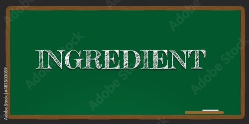 Illustration depicting a green chalkboard with a ingredient concept written on it in white.