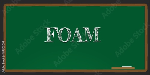 Illustration depicting a green chalkboard with a foam concept written on it in white.