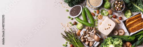 Variety of vegan, plant based protein food