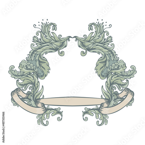 Vintage High Ornate Original Royal Frame. Vector illustration isolated on white.