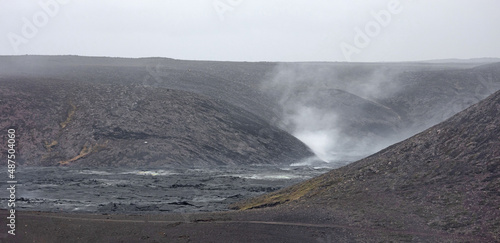 Closeup of the new lavafield of the volcano eruption at Fagradalsfjall