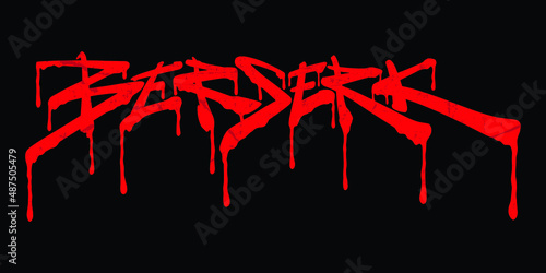 Berserk. Red and Black Hand lettering word art. Graffiti style logo lettering illustration 