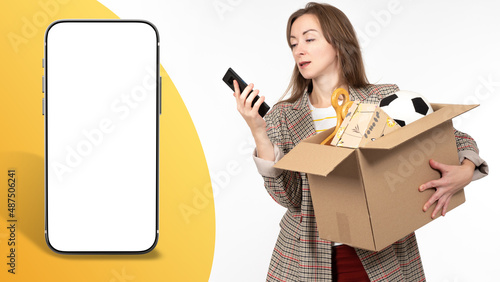 Phone mock up. Woman with p...