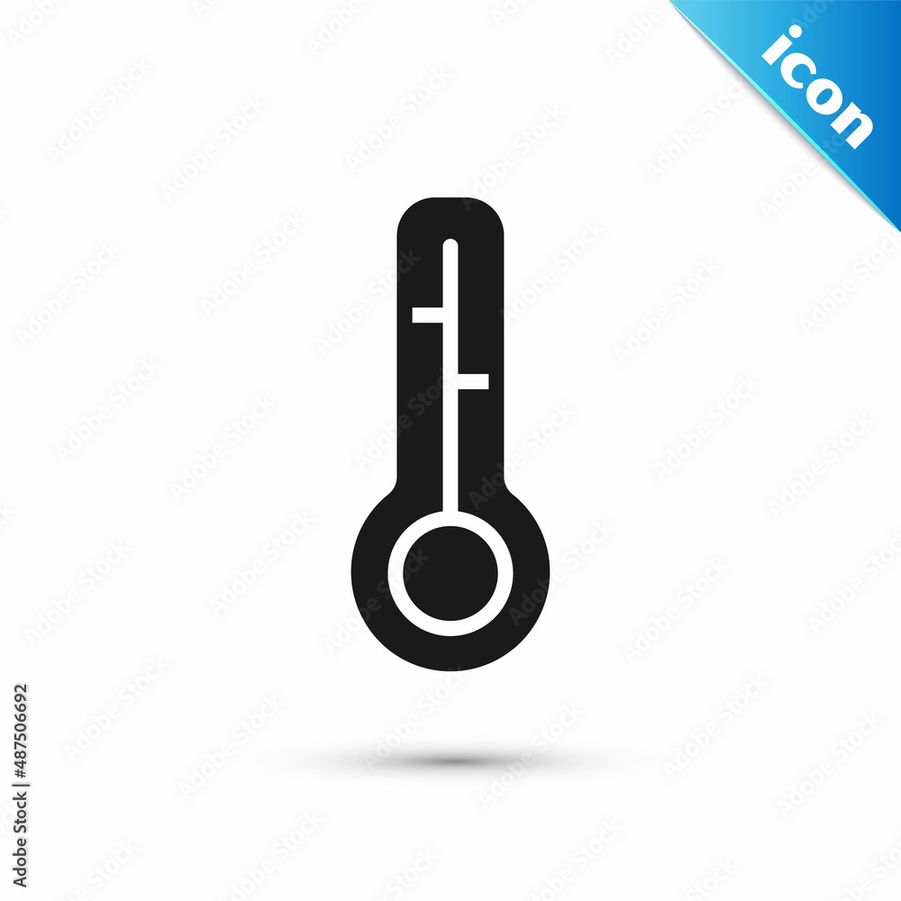 Grey Meteorology thermometer measuring icon isolated on white background. Thermometer equipment showing hot or cold weather. Vector Grey Meteorology thermometer measuring icon isolated on white background. Thermometer equipment showing hot or cold weather. Vector