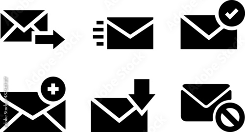 Mail icon. Set of email signs in flat style. Mail message icons. Received email icons set